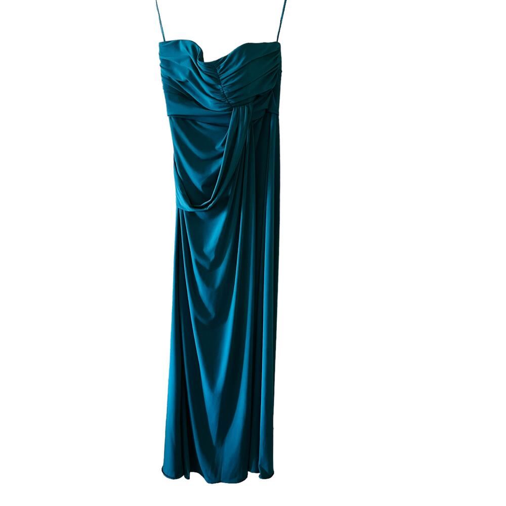 Amsale One Shoulder Faux Wrap Maxi Dress Size 8